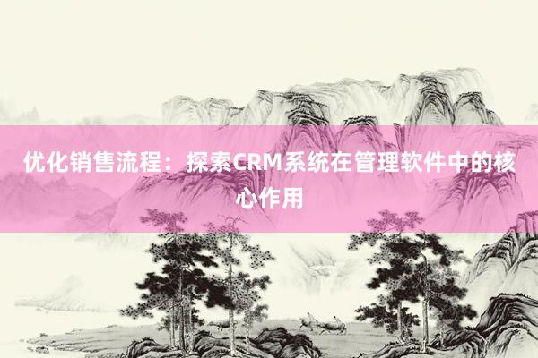 优化销售流程：探索CRM系统在管理软件中的核心作用